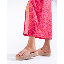 Claquettes espadrilles en daim Shelovet rose 2