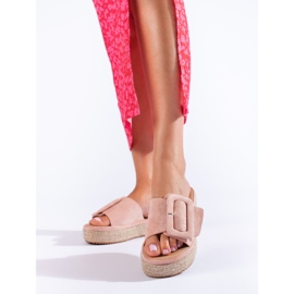 Claquettes espadrilles en daim Shelovet rose 1