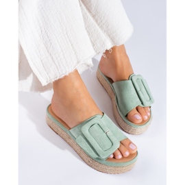 Glissières d'espadrilles en daim menthe sur la plateforme Shelovet vert 1