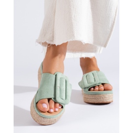 Glissières d'espadrilles en daim menthe sur la plateforme Shelovet vert 2