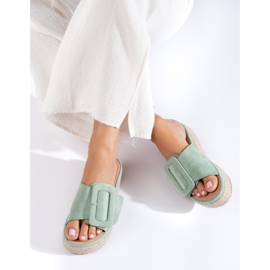Glissières d'espadrilles en daim menthe sur la plateforme Shelovet vert 3