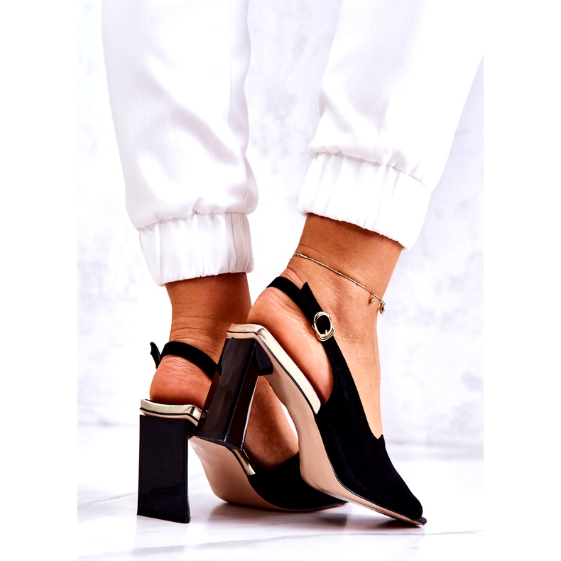 S. BARSKI Sandales en daim des femmes sur le post avec un ornement noir le noir 6