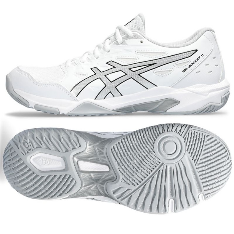 Asics Gel-Rocket 11 W 1072A093 101 chaussures de volley-ball blanc blanc 1
