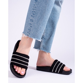 Sandales noires pour femmes avec zircons cubiques Shelovet le noir 1 Sandales noires pour femmes avec zircons cubiques Shelovet le noir 1