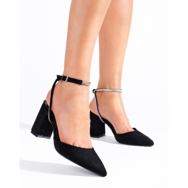 Escarpins à talon en daim noir de Shelovet le noir 1