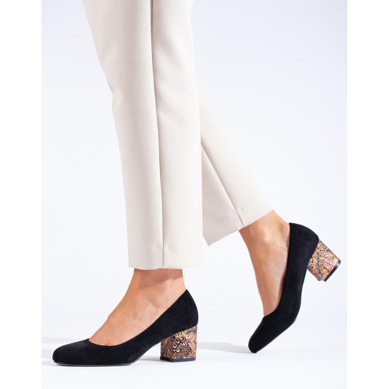 SHELOVET Escarpins à talon en daim noir Sheovet 1