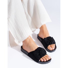 Chaussons en daim noir pour femmes sur la plate-forme Shelovet le noir 1