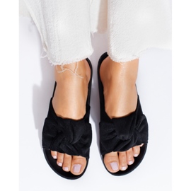 Chaussons en daim noir pour femmes sur la plate-forme Shelovet le noir 2