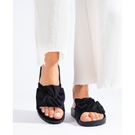 Chaussons en daim noir pour femmes sur la plate-forme Shelovet le noir 3