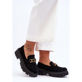 FB2 Mocassins à plateforme en daim pour femmes Noir Larey le noir 1
