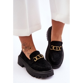 FB2 Mocassins à plateforme en daim pour femmes Noir Larey le noir 3