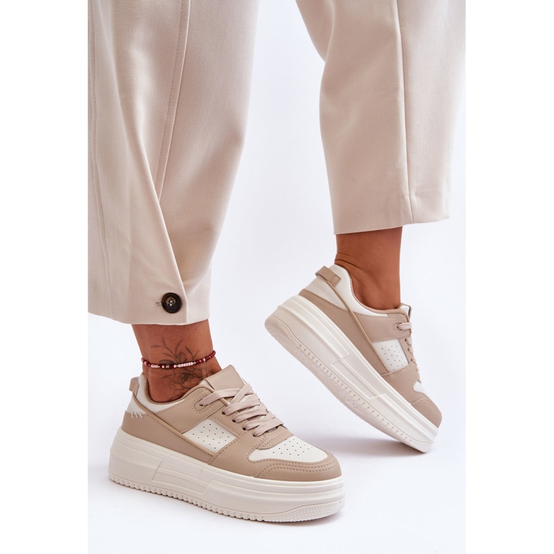 FJ1 Chaussures De Sport Pour Femme Sur Plateforme Massive Beige Belisso 1