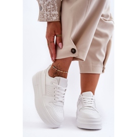 FJ1 Chaussures De Sport En Cuir Pour Femme Sur Une Plateforme Massive Blanc Belisso blanche 1