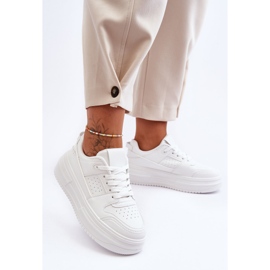FJ1 Chaussures De Sport En Cuir Pour Femme Sur Une Plateforme Massive Blanc Belisso blanche 2