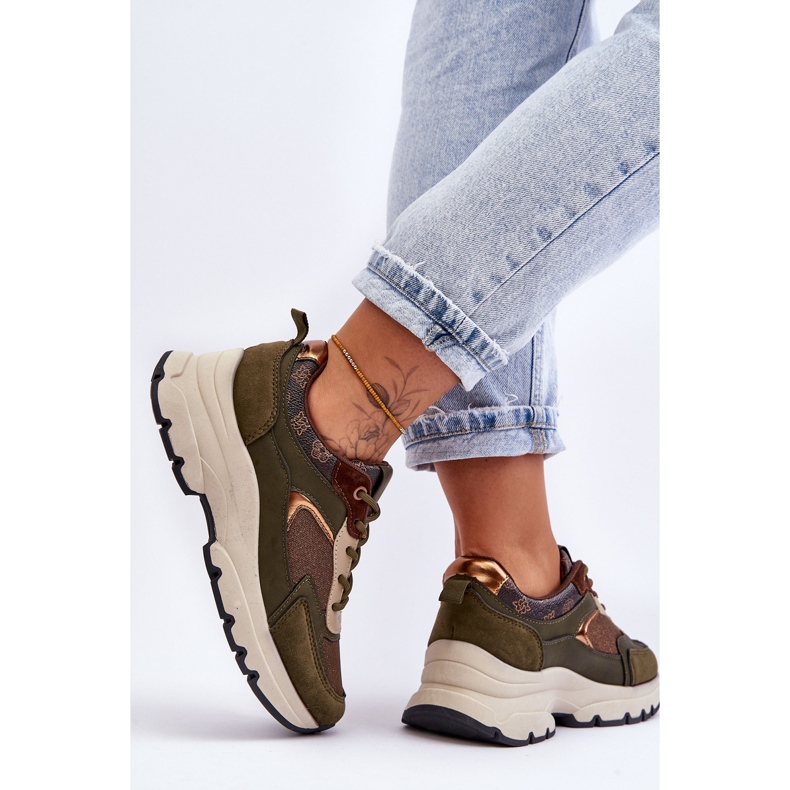 PM1 Chaussures de sport à lacets sur une plate-forme d'évasion verte 2