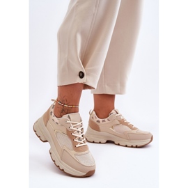PM1 Baskets à Lacets Beige Platform Escape 1