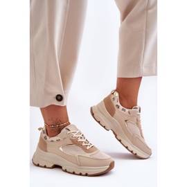 PM1 Baskets à Lacets Beige Platform Escape 2