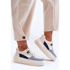 FJ1 Chaussures De Sport Pour Femme Sur Une Plateforme Massive Blanche Et Bleue Gemma 1 FJ1 Chaussures De Sport Pour Femme Sur Une Plateforme Massive Blanche Et Bleue Gemma 1