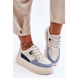 FJ1 Chaussures De Sport Pour Femme Sur Une Plateforme Massive Blanche Et Bleue Gemma 2 FJ1 Chaussures De Sport Pour Femme Sur Une Plateforme Massive Blanche Et Bleue Gemma 2