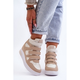 PE1 Baskets Hautes Compensées Cachées Femme Beige Inari 1