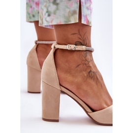 Escarpins Daim Avec Strass Diamant Beige 2
