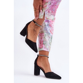 Escarpins en daim Black Diamond avec zircons cubiques noir 1