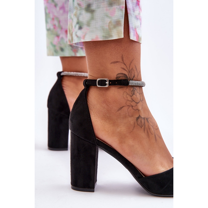 Escarpins en daim Black Diamond avec zircons cubiques le noir 2