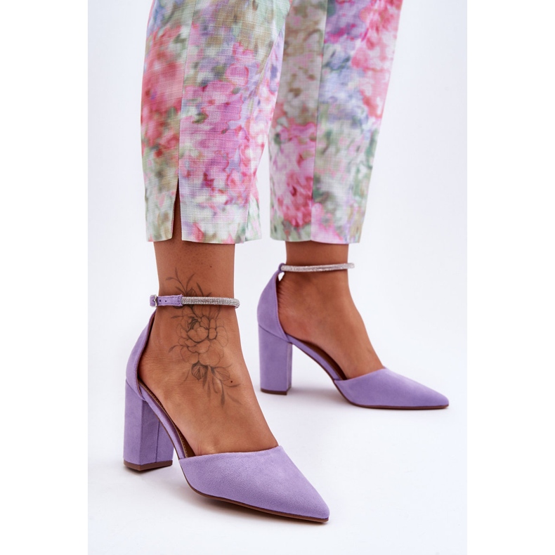 Escarpins En Daim Avec Cubic Zirconia Violet Diamant 1