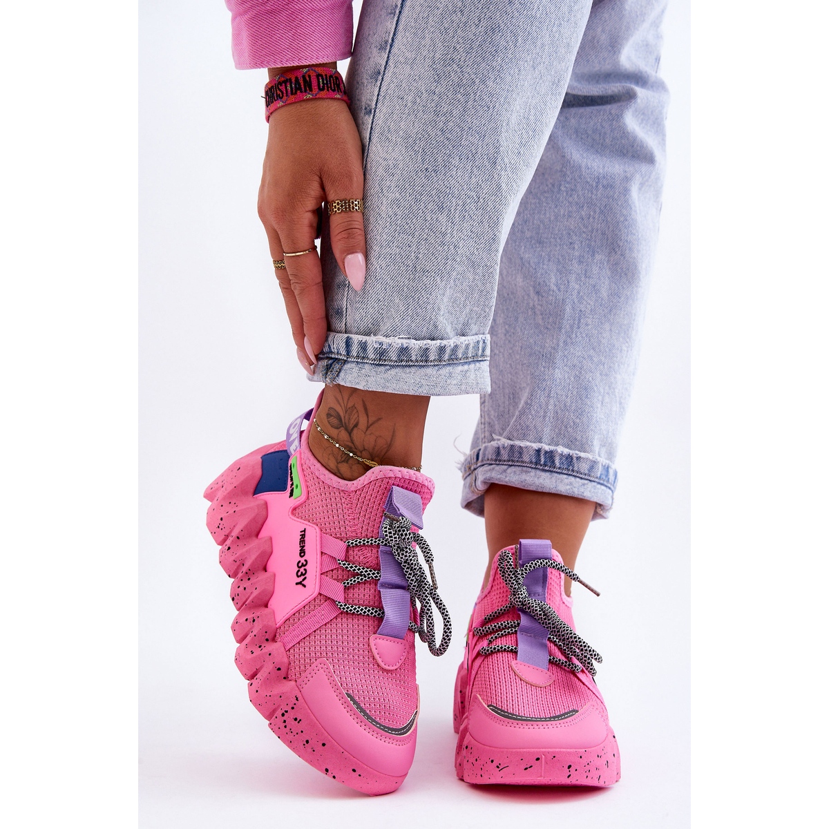 PS1 Chaussures de sport à lacets à la mode pour femmes Beige-Rose Chillout!
