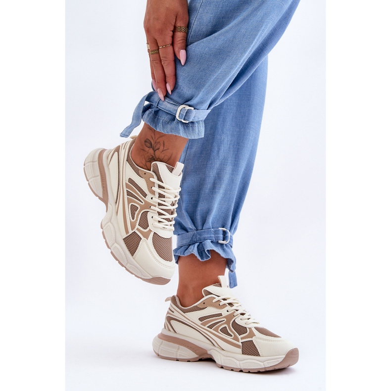 FG2 Chaussures de Sport à Lacets pour Femme Beige Emare 1