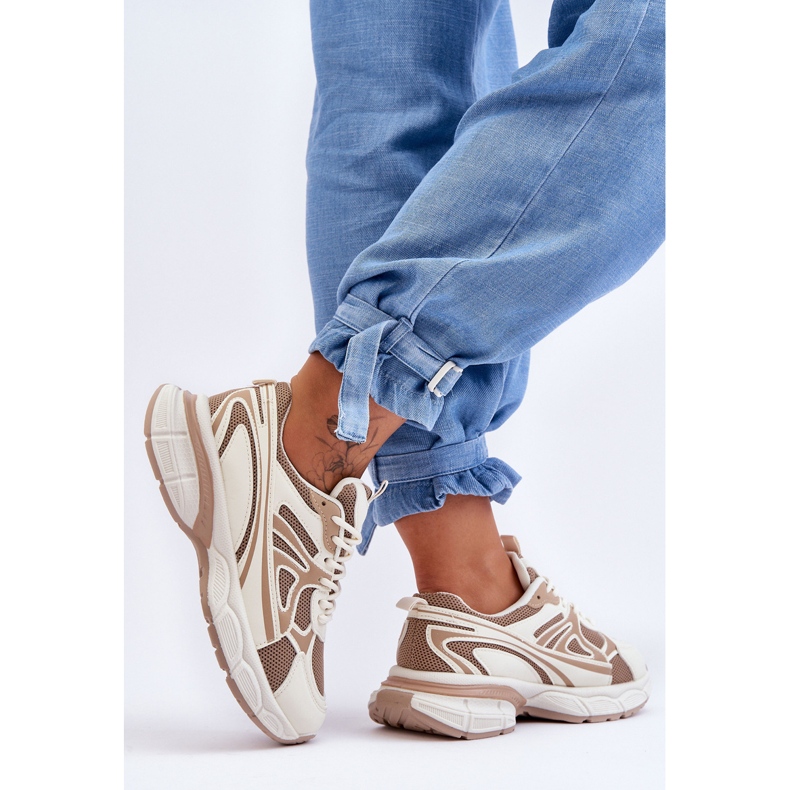 FG2 Chaussures de Sport à Lacets pour Femme Beige Emare 2