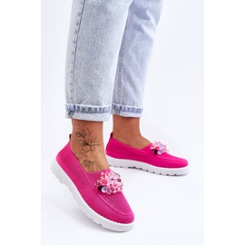 PM1 Baskets à enfiler pour femmes avec pierres Fuchsia Simple rose 1