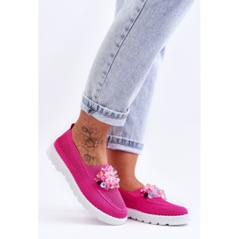 PM1 Baskets à enfiler pour femmes avec pierres Fuchsia Simple rose 7