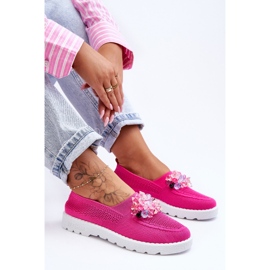 PM1 Baskets à enfiler pour femmes avec pierres Fuchsia Simple rose 5