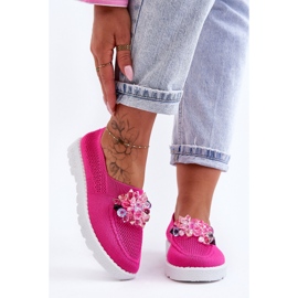 PM1 Baskets à enfiler pour femmes avec pierres Fuchsia Simple rose 8