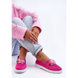 PM1 Baskets à enfiler pour femmes avec pierres Fuchsia Simple rose 4