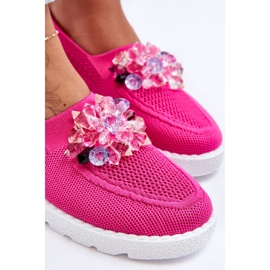 PM1 Baskets à enfiler pour femmes avec pierres Fuchsia Simple rose 6