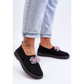 PM1 Baskets à enfiler pour femmes avec pierres Noir Simple le noir 1