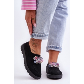 PM1 Baskets à enfiler pour femmes avec pierres Noir Simple le noir 7