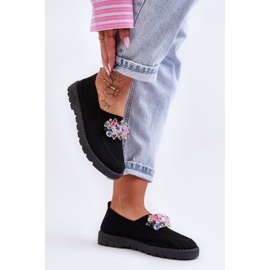 PM1 Baskets à enfiler pour femmes avec pierres Noir Simple le noir 3