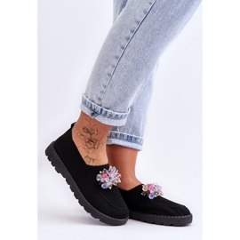 PM1 Baskets à enfiler pour femmes avec pierres Noir Simple le noir 6