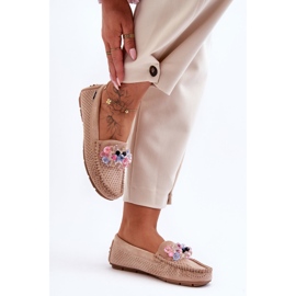 PM1 Mocassins tendance en daim avec ornements Delima beiges 1