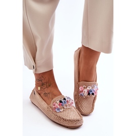 PM1 Mocassins tendance en daim avec ornements Delima beiges 7