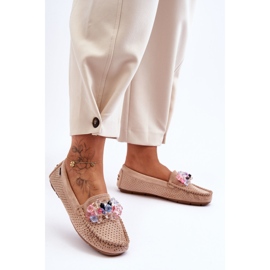 PM1 Mocassins tendance en daim avec ornements Delima beiges 6