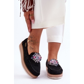 PM1 Mocassins Plateforme Femme Avec Pierres Noir Elonore le noir 5