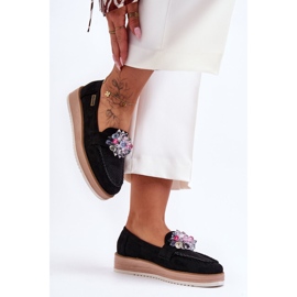 PM1 Mocassins Plateforme Femme Avec Pierres Noir Elonore le noir 2