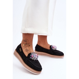 PM1 Mocassins Plateforme Femme Avec Pierres Noir Elonore le noir 6