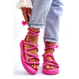 Sandales nouées sur une plate-forme massive Pink Can't Wait rose 1