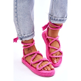 Sandales nouées sur une plate-forme massive Pink Can't Wait rose 4