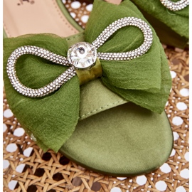 Seastar Tongs pour femmes avec nœud et zircons, vert 8